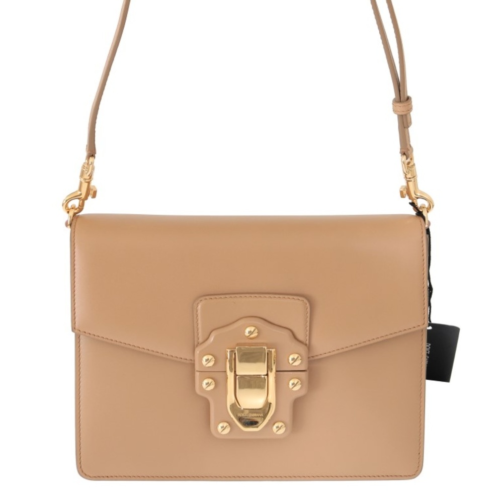 Dolce & Gabbana Beige Leather Lucia Shoulder Messe
